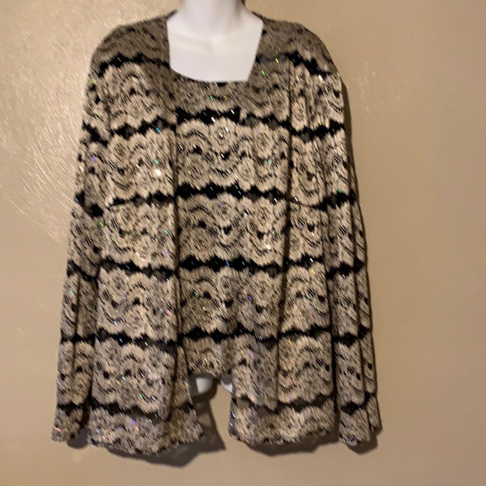 Dress Barn 2-pc black gold evening/cocktail top. Polyester Nylon & Spand…
